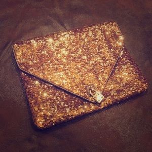 Gold Sequin Clutch by Alexis Hudson
